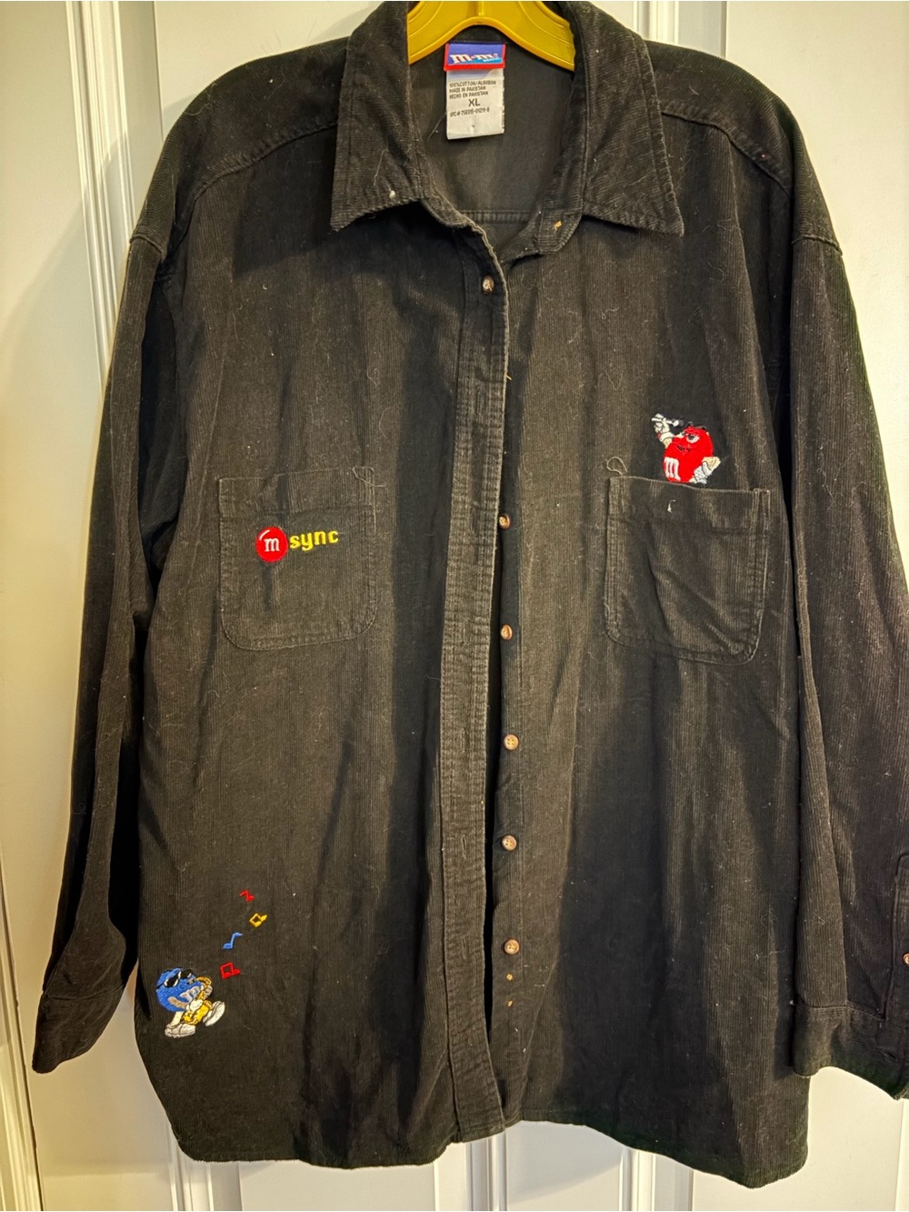 M&M'S Black Button-Front Overshirt with Embroidered Characters